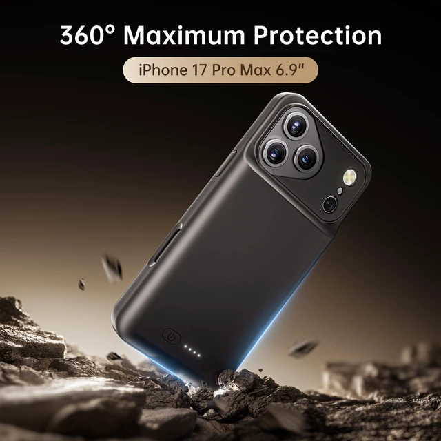 Alt view image 5 of 7 - Battery Case for iPhone 17 Pro Max, Charging Case Charger 8500mAh Ultra-Slim Lightweight Powerful Battery Pack 15W Fast Rechargeable Anti-Fall TPU Juice Box for 17 Pro Max (6.9") Black