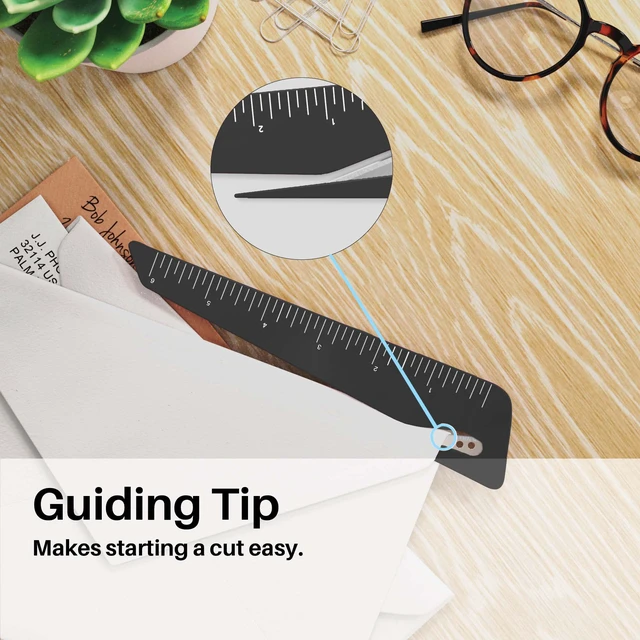 Alt view image 2 of 4 - Letter Opener & Ruler Combo, Black, 3 Pack | Ergonomic Extended Grip | 2-in-1 Envelope Opener & Ruler | Pencil Cup Ready | 3-Pack Value