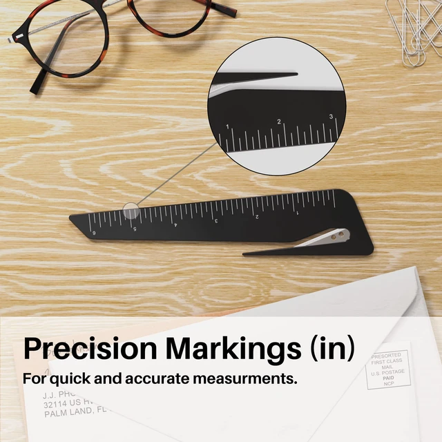 Alt view image 3 of 4 - Letter Opener & Ruler Combo, Black, 3 Pack | Ergonomic Extended Grip | 2-in-1 Envelope Opener & Ruler | Pencil Cup Ready | 3-Pack Value