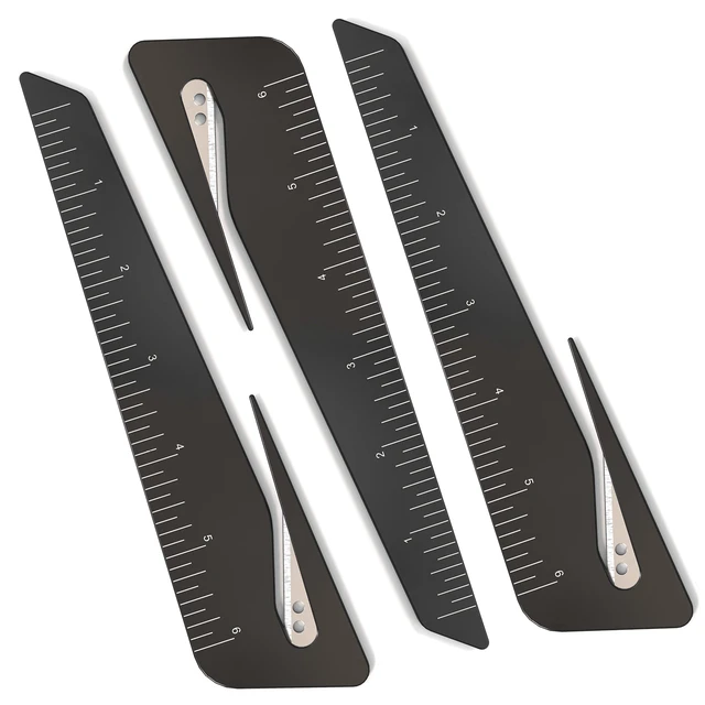 Main image of Letter Opener & Ruler Combo, Black, 3 Pack | Ergonomic Extended Grip | 2-in-1 Envelope Opener & Ruler | Pencil Cup Ready | 3-Pack Value