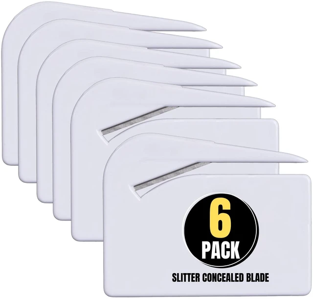 Main image of Letter Opener, Envelope Opener Slitter Concealed Blade 2.5", White,6 Pack