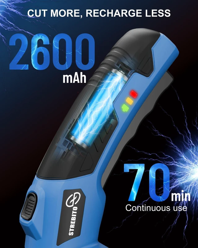 Alt view image 3 of 7 - Cordless Electric Scissors, 4V Electric Box Cutter for Cardboard | 2600mAh Battery, 320RPM Motor, Safety Lock & LED Light, Cardboard Cutter with 2 Blades for Fabric, Leather, Carpet, Plastic
