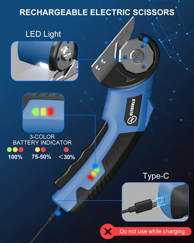 Alt view image 5 of 7 - Cordless Electric Scissors, 4V Electric Box Cutter for Cardboard | 2600mAh Battery, 320RPM Motor, Safety Lock & LED Light, Cardboard Cutter with 2 Blades for Fabric, Leather, Carpet, Plastic