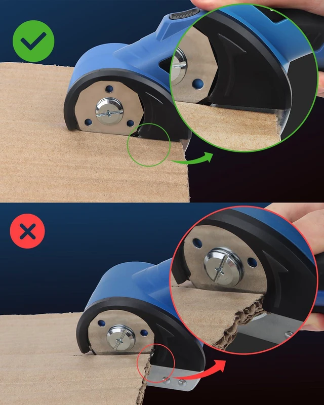 Alt view image 6 of 7 - Cordless Electric Scissors, 4V Electric Box Cutter for Cardboard | 2600mAh Battery, 320RPM Motor, Safety Lock & LED Light, Cardboard Cutter with 2 Blades for Fabric, Leather, Carpet, Plastic