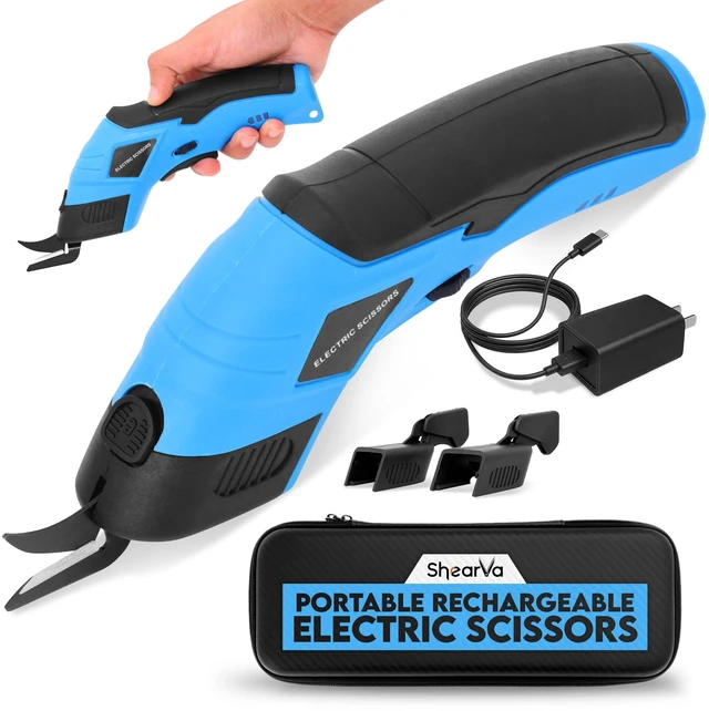 Main image of 2026 Powerful Cordless Electric Scissors Cardboard Cutter with Safety Lock & 2 Extra Blades, Heavy-Duty Cardboard & Box Cutting Tool, Rechargeable Electric Scissor for Fabric