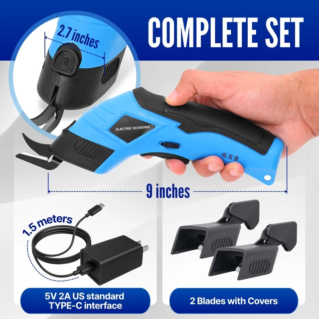 Alt view image 2 of 7 - 2026 Powerful Cordless Electric Scissors Cardboard Cutter with Safety Lock & 2 Extra Blades, Heavy-Duty Cardboard & Box Cutting Tool, Rechargeable Electric Scissor for Fabric