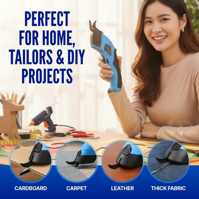 Alt view image 7 of 7 - 2026 Powerful Cordless Electric Scissors Cardboard Cutter with Safety Lock & 2 Extra Blades, Heavy-Duty Cardboard & Box Cutting Tool, Rechargeable Electric Scissor for Fabric