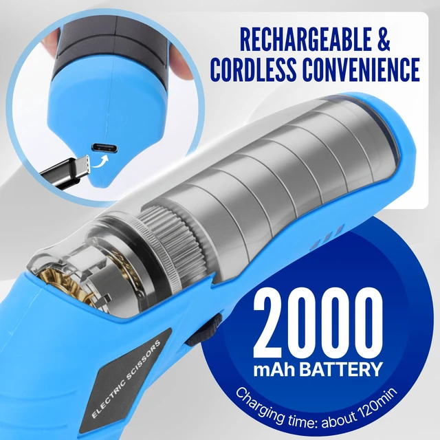 Alt view image 4 of 7 - 2026 Powerful Cordless Electric Scissors Cardboard Cutter with Safety Lock & 2 Extra Blades, Heavy-Duty Cardboard & Box Cutting Tool, Rechargeable Electric Scissor for Fabric