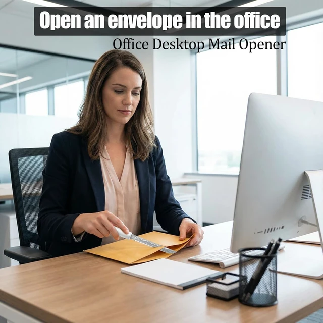 Alt view image 4 of 7 - 2 Pack Fancy Letter Opener Envelope Slitter, Office Desktop Mail Opener with Cover, Letter Envelope Knife with Sheath for Home, Office (Black and White)