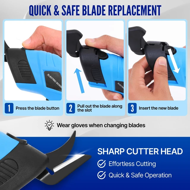 Alt view image 6 of 7 - 2026 Powerful Cordless Electric Scissors Cardboard Cutter with Safety Lock & 2 Extra Blades, Heavy-Duty Cardboard & Box Cutting Tool, Rechargeable Electric Scissor for Fabric