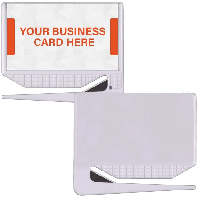 Main image of Promotional Business Card Letter Openers, White, 100 Pack | Fits 3.5x2" Standard Cards | Easy to Use & Reuse | Premium Quality Build