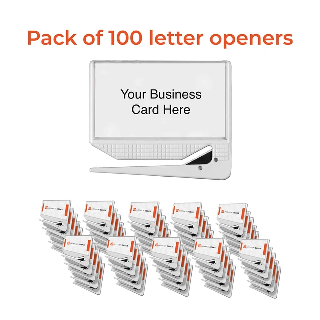 Alt view image 2 of 5 - Promotional Business Card Letter Openers, White, 100 Pack | Fits 3.5x2" Standard Cards | Easy to Use & Reuse | Premium Quality Build