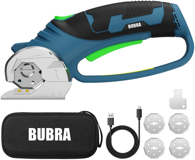 Main image of Cordless Electric Scissors for Cardboard Cutter with 4 SK5 Blades | 4V Rechargeable Box Cutter, 2000mAh Battery, Electric Scissors for Fabric Cutter, Carpet, Leather - Blue