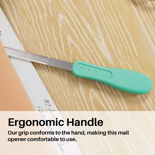 Alt view image 4 of 6 - Envelope Letter Opener, Mint Green, 1 Pieces | Durable Sharp Edge, Ergonomic Grip Handle, Opens Mail with Ease