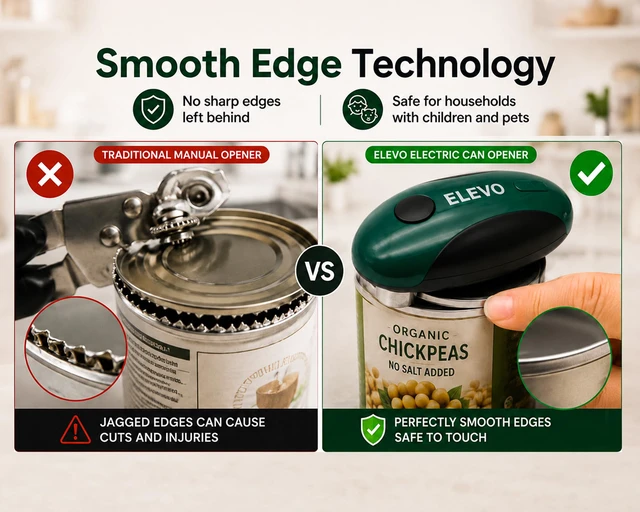 Alt view image 3 of 7 - Electric Can Opener USB-C Rechargeable, Hands-Free Automatic Tin Opener | 360° One-Touch Smooth Edge, Magnetic Lid Lifter & Stuck Lid Remover | Portable & Safe Kitchen Tool