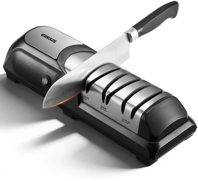 Main image of Kitchen Professional Electric Knife Sharpener: 3-Stage 100% Diamond Abrasives Knife Sharpeners with 15° Precision Angle Electric Steel Sharpening Tool to Restore/Polish Chef Knives