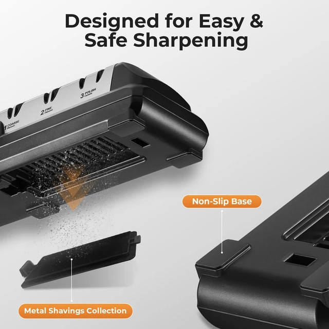Alt view image 7 of 7 - Kitchen Professional Electric Knife Sharpener: 3-Stage 100% Diamond Abrasives Knife Sharpeners with 15° Precision Angle Electric Steel Sharpening Tool to Restore/Polish Chef Knives