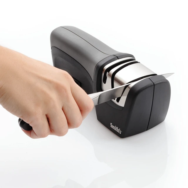 Alt view image 6 of 7 - 50029 Compact Electric Knife Sharpener , Stainless , Kitchen Knife 2 Stage Sharpener , Electric & Manual , Blade Guide , Quick Sharpening & Polishing , Straight Edge Blades , Handheld 120 V