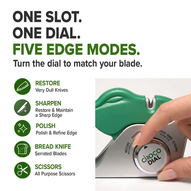 Alt view image 3 of 7 - 5-in-1 Knife Sharpener for Straight & Serrated Knives | 5-in-1 rotating sharpening system with tungsten carbide and ceramic restores, repairs, polishes, and sharpens blades.