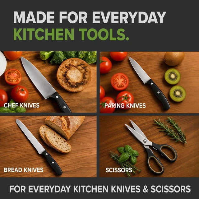 Alt view image 6 of 7 - 5-in-1 Knife Sharpener for Straight & Serrated Knives | 5-in-1 rotating sharpening system with tungsten carbide and ceramic restores, repairs, polishes, and sharpens blades.