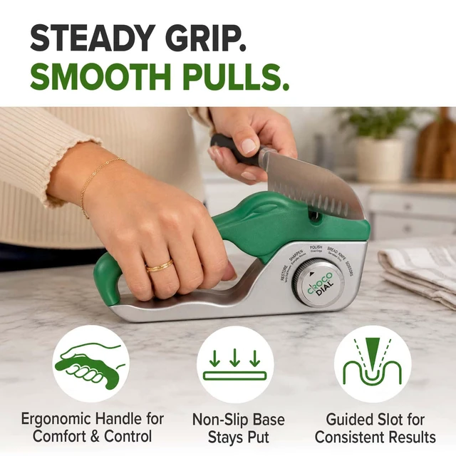 Alt view image 7 of 7 - 5-in-1 Knife Sharpener for Straight & Serrated Knives | 5-in-1 rotating sharpening system with tungsten carbide and ceramic restores, repairs, polishes, and sharpens blades.