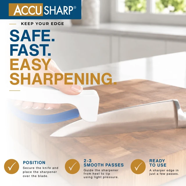 Alt view image 2 of 7 - Knife Sharpener, Ergonomic Comfortable Handle, Compact & Easy to Use, Restore and Hone Straight & Serrated Knives, White