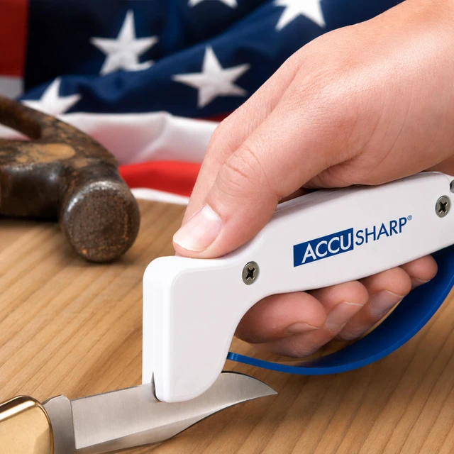 Alt view image 7 of 7 - Knife Sharpener, Ergonomic Comfortable Handle, Compact & Easy to Use, Restore and Hone Straight & Serrated Knives, White