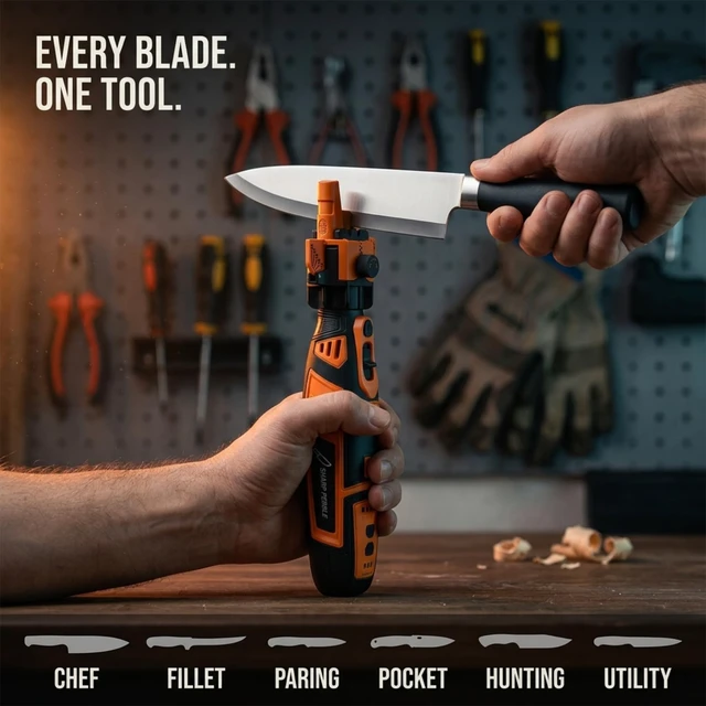 Alt view image 2 of 7 - Cordless Electric Knife Sharpener with Sharpening Stones | 3 Stage Sharpening-5 Adjustable Angles -Knife Sharpener Kit to Repair, Restore & Polish Any Dull Blade Anywhere in Minutes