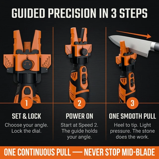 Alt view image 6 of 7 - Cordless Electric Knife Sharpener with Sharpening Stones | 3 Stage Sharpening-5 Adjustable Angles -Knife Sharpener Kit to Repair, Restore & Polish Any Dull Blade Anywhere in Minutes