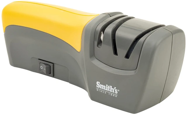 Main image of 50005 Edge Pro Compact Electric Knife Sharpener - Yellow & Grey - Straight Edge 2 Stage Sharpener - Electric & Manual Sharpening - Blade Guide - Outdoor & Kitchen - Pocket & Filet Knives