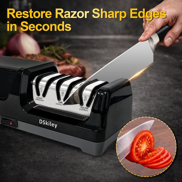 Alt view image 2 of 7 - Electric Knife Sharpener for Kitchen,Sharpening, Restore&Polish Chef Knives 3-Stage Kitchen Knife Sharpener, 100% Diamond Wheels with 20° Precision Angle for Consistent Results, effortless kitchen use