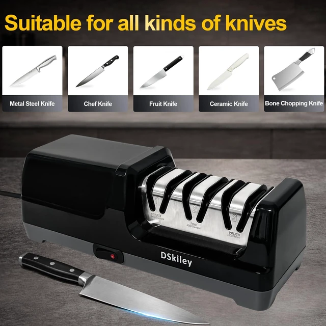 Alt view image 6 of 7 - Electric Knife Sharpener for Kitchen,Sharpening, Restore&Polish Chef Knives 3-Stage Kitchen Knife Sharpener, 100% Diamond Wheels with 20° Precision Angle for Consistent Results, effortless kitchen use