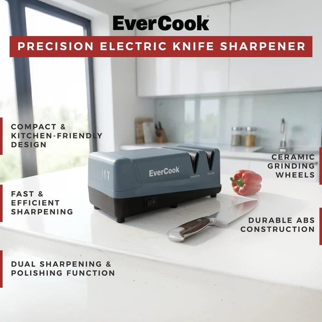 Alt view image 3 of 7 - Precision Electric Knife Sharpener for Kitchen Knives, 2-Stage Sharpening and Polishing, Ceramic Grinding Wheels, and Non-Slip EVA Feet