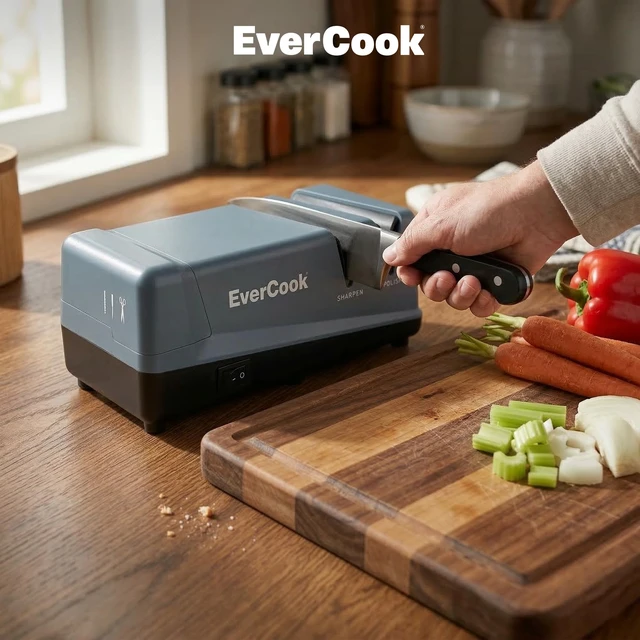 Alt view image 7 of 7 - Precision Electric Knife Sharpener for Kitchen Knives, 2-Stage Sharpening and Polishing, Ceramic Grinding Wheels, and Non-Slip EVA Feet