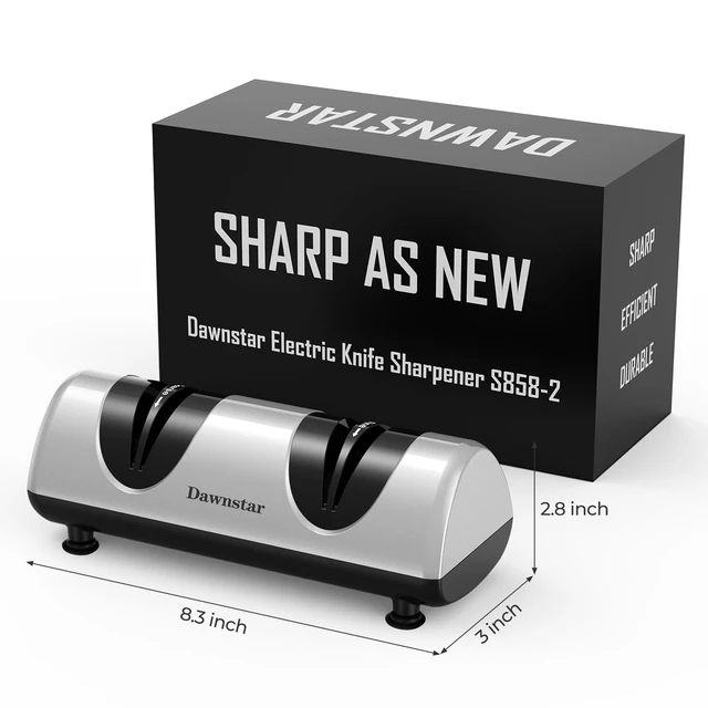 Alt view image 6 of 6 - Electric Knife Sharpener, Professional Kitchen Knife Sharpener for Home Use, 2 Stages of Coarse Sharpening & Fine Polishing, Metal Dust Collection Box for Easy Cleaning, Silver Gray