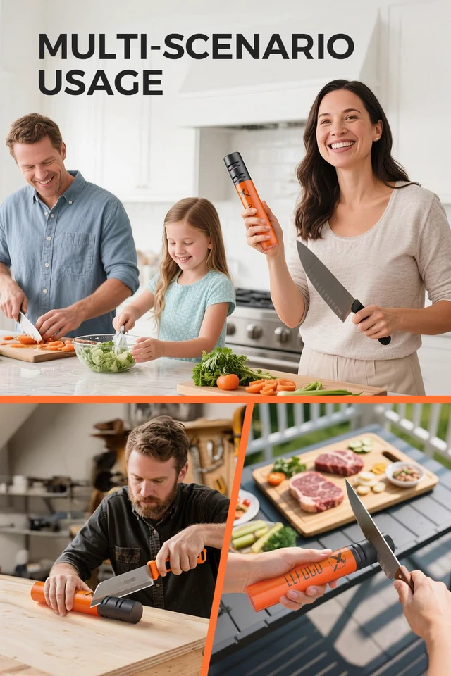 Alt view image 6 of 7 - Cordless Electric Knife Sharpener, Rechargeable, 3-Speed, 7000RPM | Portable knife sharpener for home kitchen with 2000mAh battery,fast sharpening tool, 2-stage, Type-C charge, straight blades