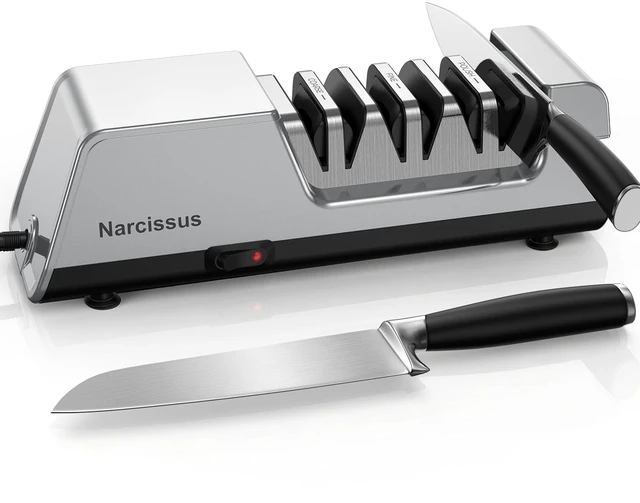 Main image of Knife Sharpener, 3-Stage Diamond Electric Knife Sharpener for Stainless Steel & Ceramic Kitchen Knives, 40 Seconds Quick Repairing & Polishing, Open Design Port for Scissors Sharpening