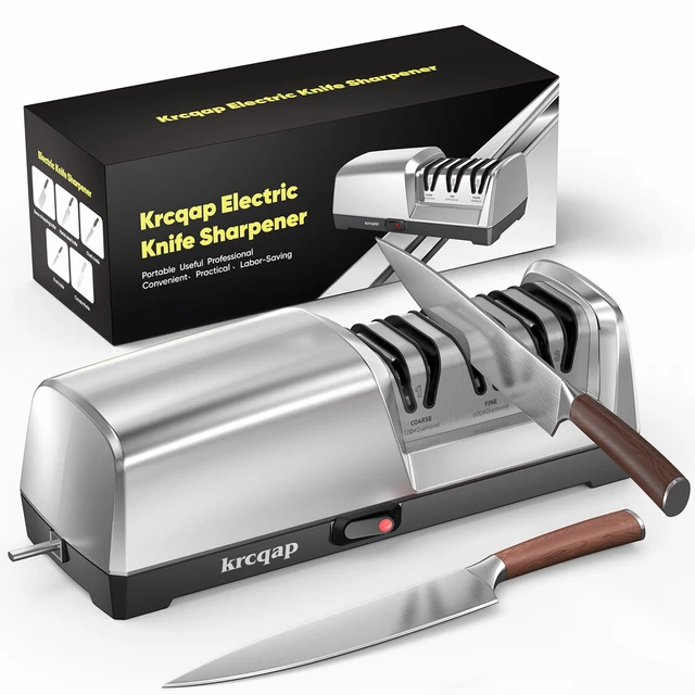 Main image of Electric Knife Sharpener for Kitchen Knives, 3-Stage, Fast, Repair, Polish | 3-Stage Kitchen Knife Sharpener - 15°Precision Angle Guide Knife Sharpeners - Stainless Steel Grinding Head