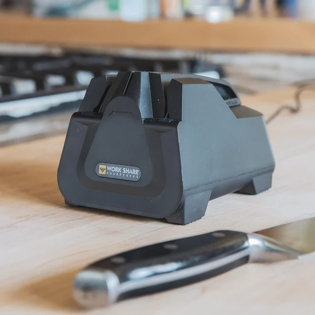 Alt view image 2 of 7 - Electric Kitchen Knife Sharpener - Get knives ready for cookouts and BBQ's- Fits in Kitchen Drawer, Sharpens every time, fast & easy