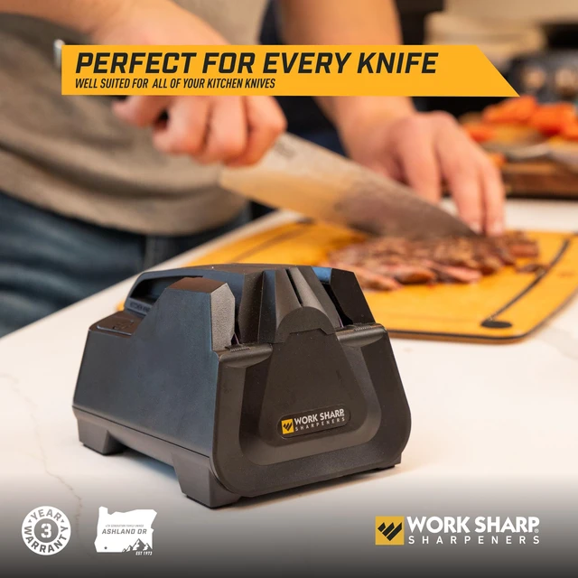 Alt view image 5 of 7 - Electric Kitchen Knife Sharpener - Get knives ready for cookouts and BBQ's- Fits in Kitchen Drawer, Sharpens every time, fast & easy