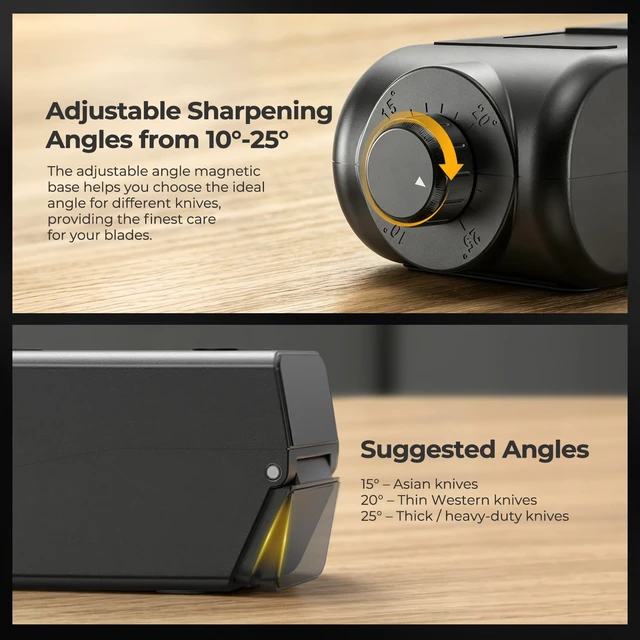 Alt view image 5 of 7 - Electric Rolling Knife Sharpener, Diamond Rolling Knife Sharpener for Quick Restoring & Polishing, Adjustable Angles from 10°25°, Built-in 3000mAh Battery, Suitable for Kinds of Knives