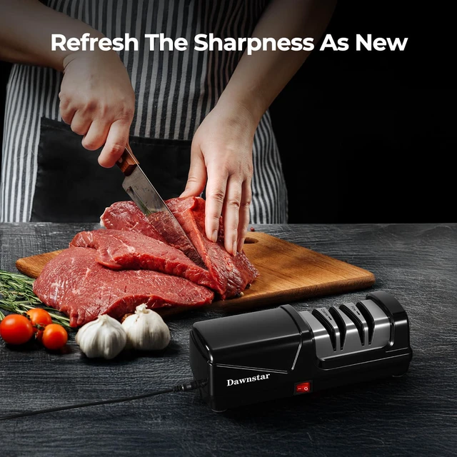 Alt view image 2 of 7 - 2-Stage Diamond Electric Knife Sharpener for Quick Sharpening, 20° | 30 Seconds Fast Restore Sharpness, Fixed Angle Guide, Metal Dust Collection Box, For Stainless Steel & Ceramic Kitchen Knives