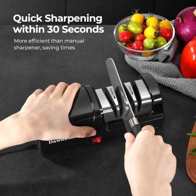 Alt view image 4 of 7 - 2-Stage Diamond Electric Knife Sharpener for Quick Sharpening, 20° | 30 Seconds Fast Restore Sharpness, Fixed Angle Guide, Metal Dust Collection Box, For Stainless Steel & Ceramic Kitchen Knives