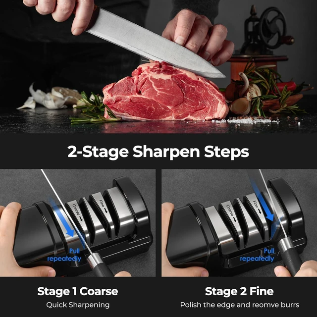 Alt view image 5 of 7 - 2-Stage Diamond Electric Knife Sharpener for Quick Sharpening, 20° | 30 Seconds Fast Restore Sharpness, Fixed Angle Guide, Metal Dust Collection Box, For Stainless Steel & Ceramic Kitchen Knives