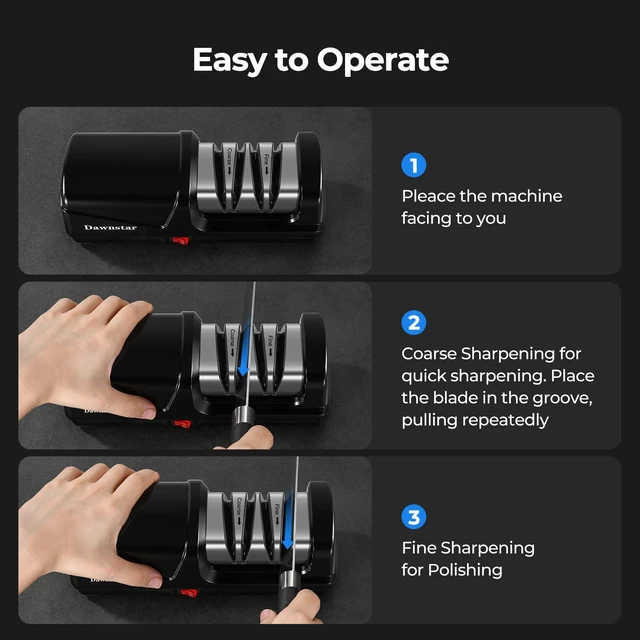 Alt view image 6 of 7 - 2-Stage Diamond Electric Knife Sharpener for Quick Sharpening, 20° | 30 Seconds Fast Restore Sharpness, Fixed Angle Guide, Metal Dust Collection Box, For Stainless Steel & Ceramic Kitchen Knives