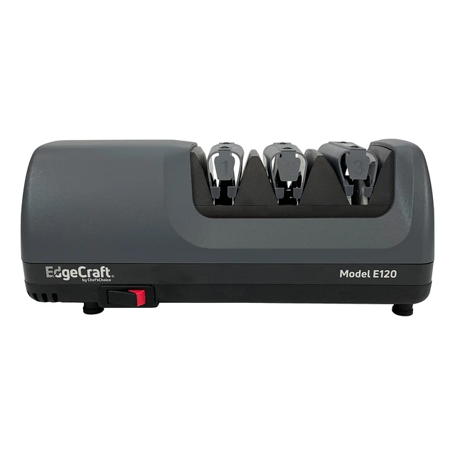 Alt view image 2 of 7 - E120 Electric Knife Sharpeners for 20-Degree Straight and Serrated Knives Diamond Abrasives Precision Angle Control, 3-Stage, Gray