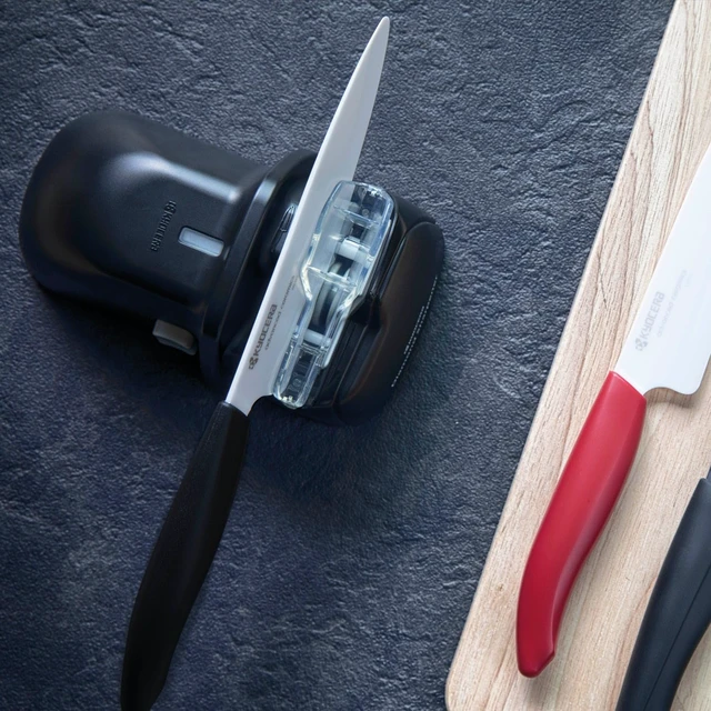 Alt view image 4 of 4 - Electric Diamond Knife Sharpener For Ceramic & Japanese Steel | Battery-Powered Operation, Blade Guide And Support Roller Aid Consistent Contact, Suitable For Home Sharpening