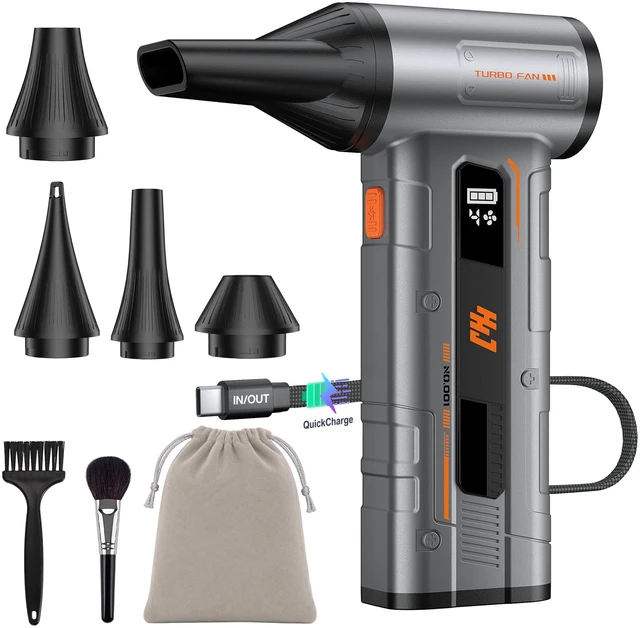 Main image of BC07 Electric Air Duster, 150,000 RPM, 20W PD Fast Charging, 30W Power Output, 4 Speeds & 5 Nozzles, LEDSOS Light, Compressed Air Duster Alternative for PC, Keyboard, Car, Home & Outdoor
