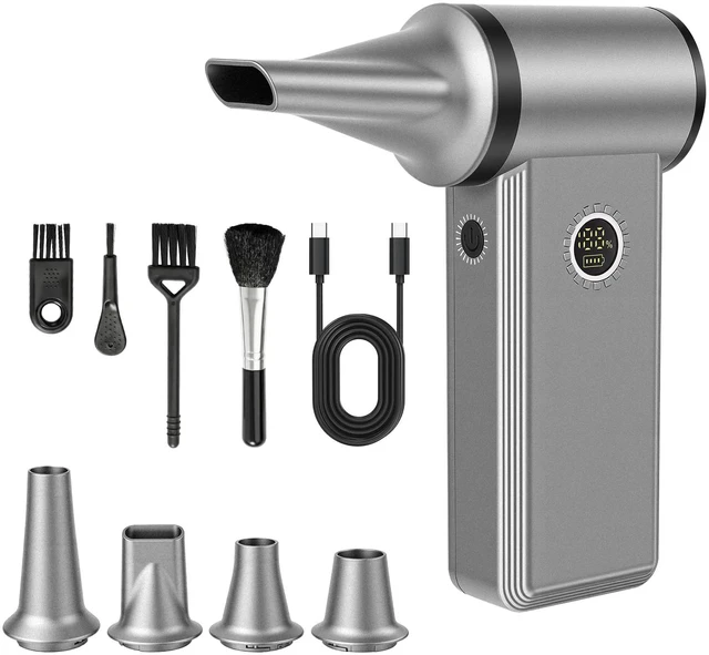Main image of 4-Speed Max Airflow Electric Air Duster 1H Charge, One-tap Control | Mini Cordless 180000RPM Turbo Fan, Brushless Motor Compressed Air Duster, 45W Fast Charge, Deep Clean PC/Keyboard/Car/camera