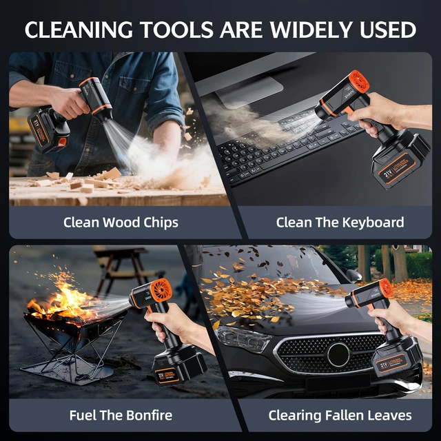 Alt view image 5 of 7 - Electric Compressed Air Duster - 500,000 RPM Rechargeable Cordless Air Blower with Brushless Motor - 2 Batteries & Charger - Replaces Canned Air, for Outdoor, Cars, Computer, Keyboards Cleaning